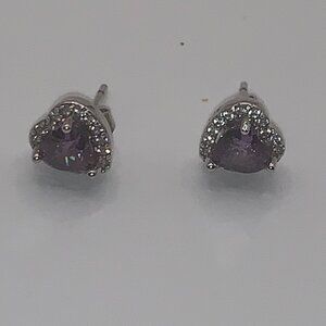 Vintage BR Sun Purple Silver Tone Stud Earrings